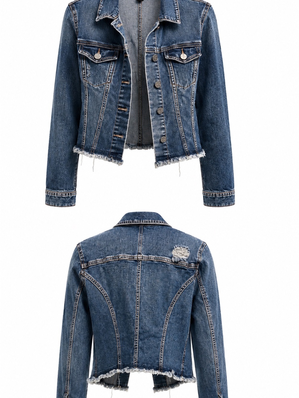 Jessica Simpson Dark Blue Distressed Crop Denim Jacket
